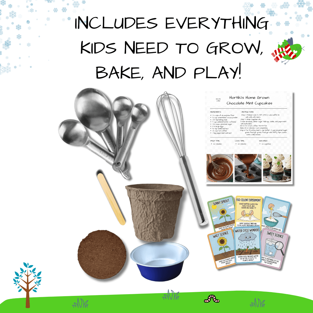 Grow and Bake: Kids Organic Mint Garden Kit (Winter Holiday Edition)