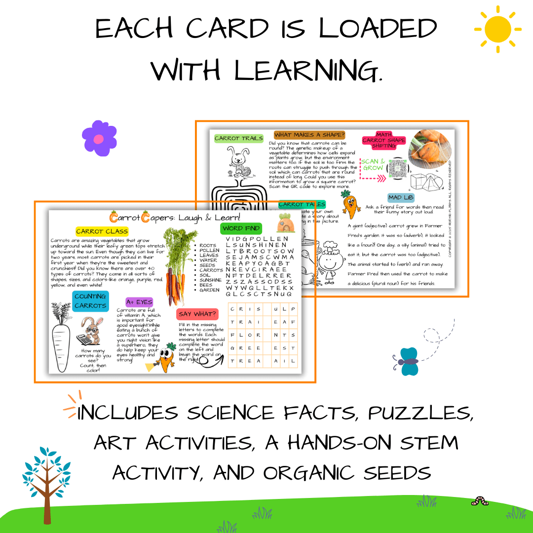 š„Carrots STEAM Activity Seed Cards (Sold in Bundles of 5)