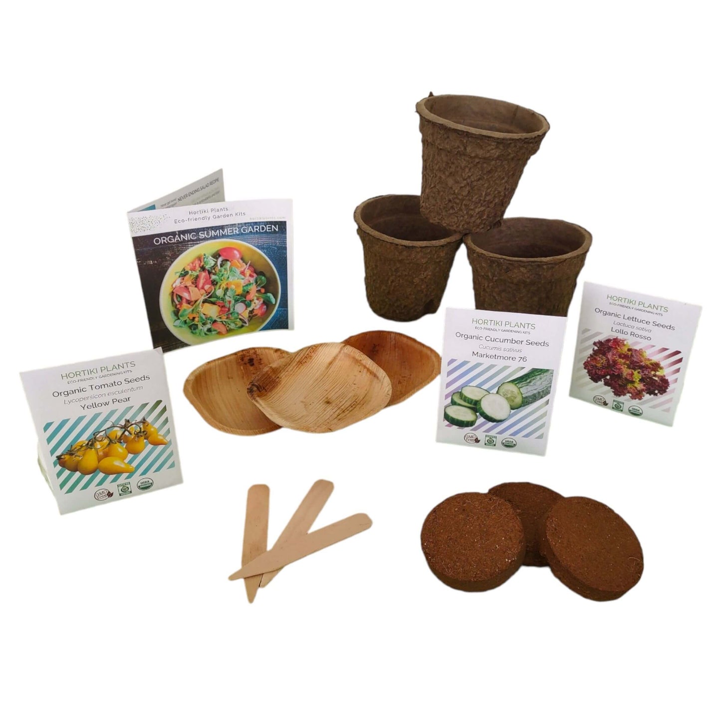 Organic Summer Garden Kit. Lettuce, Cucumber, Tomato Seed Starting Kit.