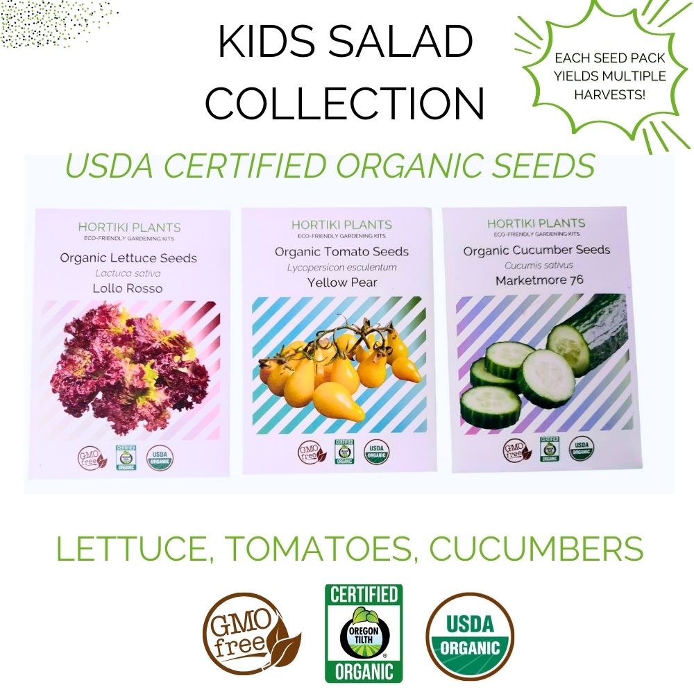 Kids Organic Garden Kit  - Lettuce Tomato Cucumber