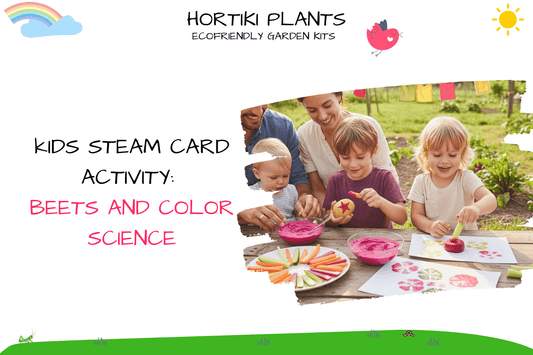 Children engaging in a STEAM activity with vegetables and science, for Hortiki Plants Beets STEAM activity card. 