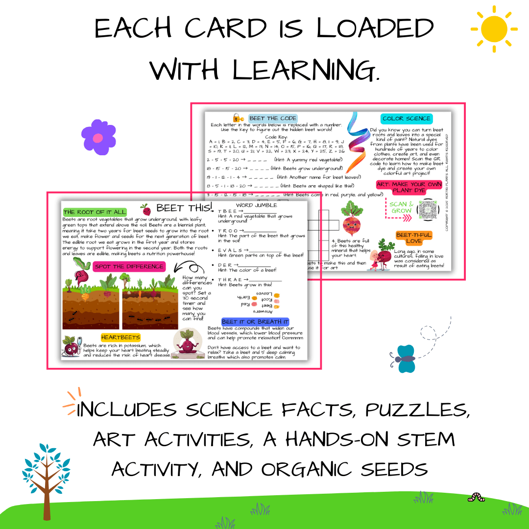 Beets STEAM Activity Seed Cards (Sold in Bundles of 5)