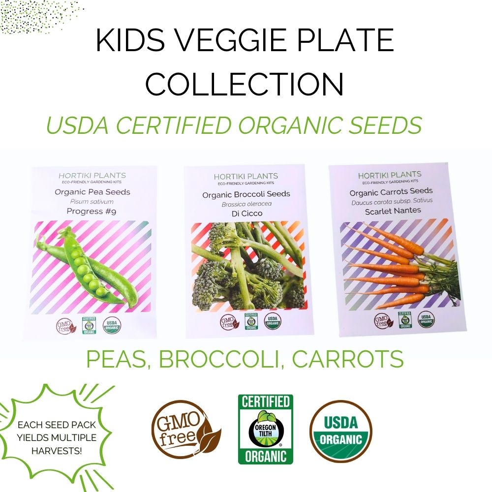 Kids Organic Garden Kit - Broccoli Carrot Pea